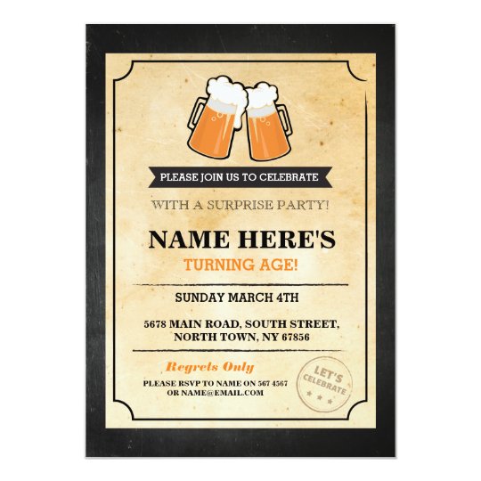 Birthday Cheers Beers Chalk Bar Invite