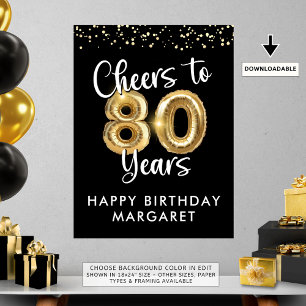 Birthday Cheers to 80 Years Welcome Sign