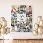 Birthday CHEERS TO # YEARS 42 Photo Collage Tapestry<br><div class="desc">Celebrate any age adult birthday for him or her with photo memories on this banner sign tapestry backdrop utilizing this easy-to-upload photo collage template with 42 pictures through the years and the title CHEERS TO # YEARS in a modern calligraphy script typography and personalized with a name or your custom...</div>