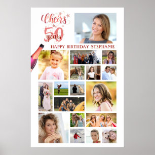 Birthday CHEERS TO YEARS Rose Gold 18 Photos Poster