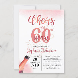 Birthday CHEERS TO # YEARS Rose Gold Script Invitation