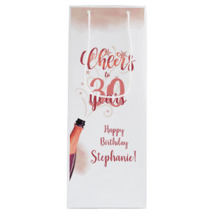 Birthday CHEERS TO YEARS Rose Gold Script Wine Gift Bag