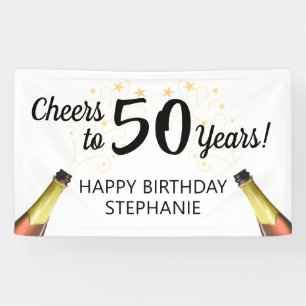 Birthday CHEERS TO YEARS Script Custom Colors Banner