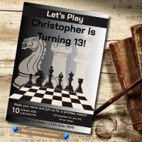 Birthday Chess Party Invitation Fun Game Theme