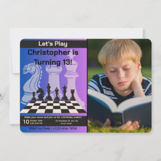 Birthday Chess Party Invitation personalized photo