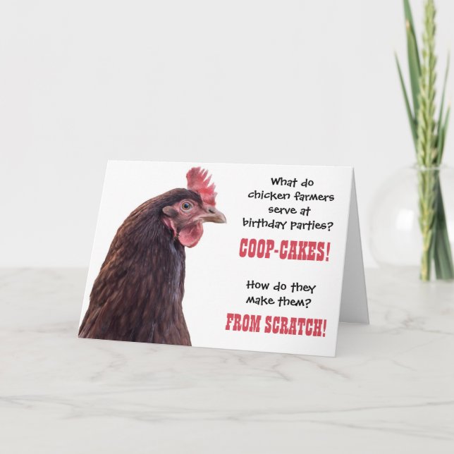 Birthday Chicken Jokes with Hen Photo Card (Front)