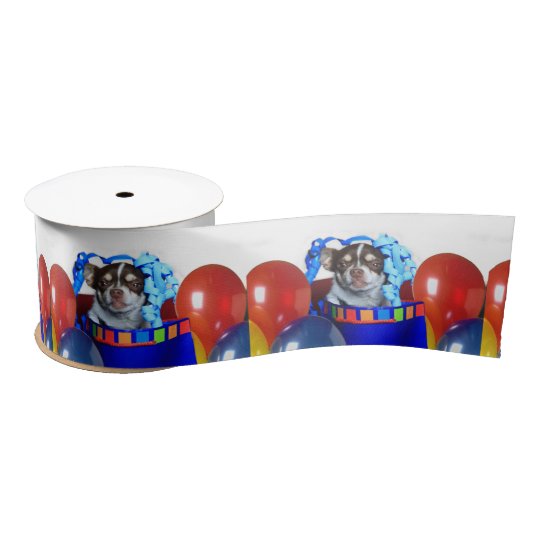 Birthday Chihuahua Dog 3" grosgrain ribbon