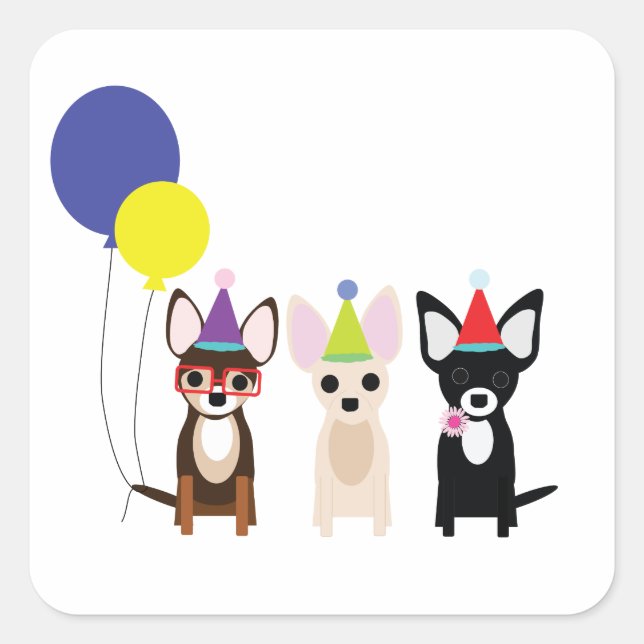birthday-chihuahuas-stelieandco square sticker (Front)