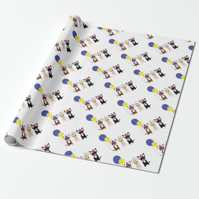 birthday-chihuahuas-stelieandco wrapping paper (Unrolled)