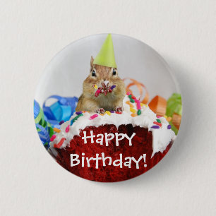 Birthday Chipmunk 2 Inch Round Button