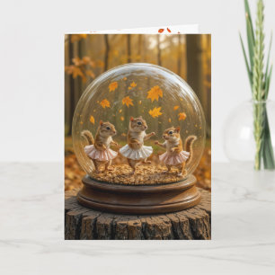 Birthday Chipmunks Dancing In a Glass Globe Card