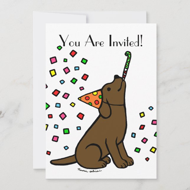 Birthday Chocolate Labrador Cartoon Invitation (Front)