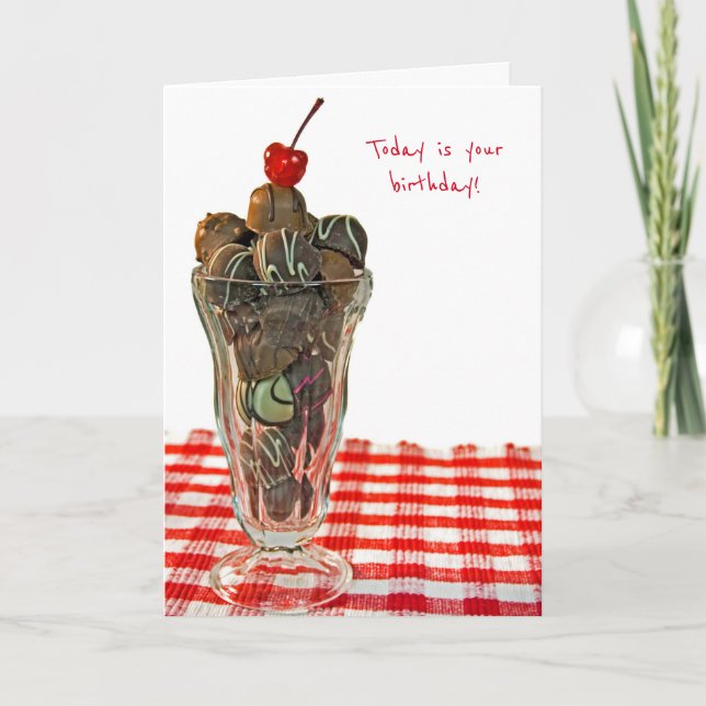 birthday chocolate truffle sundae card (Front)