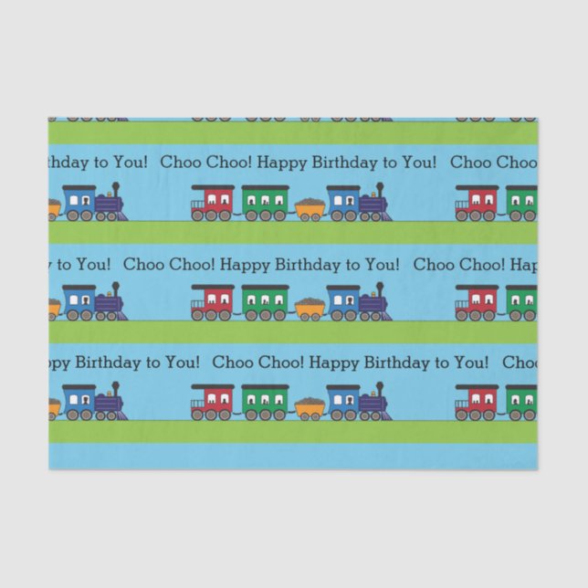 Birthday Choo Choo Train Tissue Paper (Front)