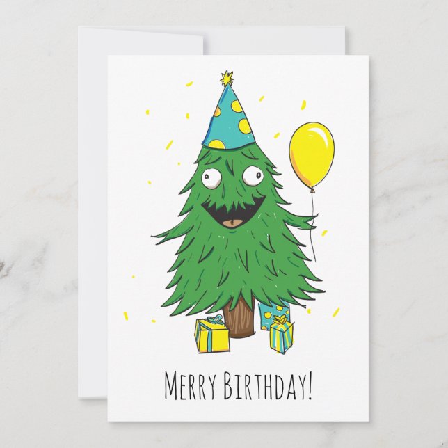 Birthday Christmas Tree Holiday Card (Front)