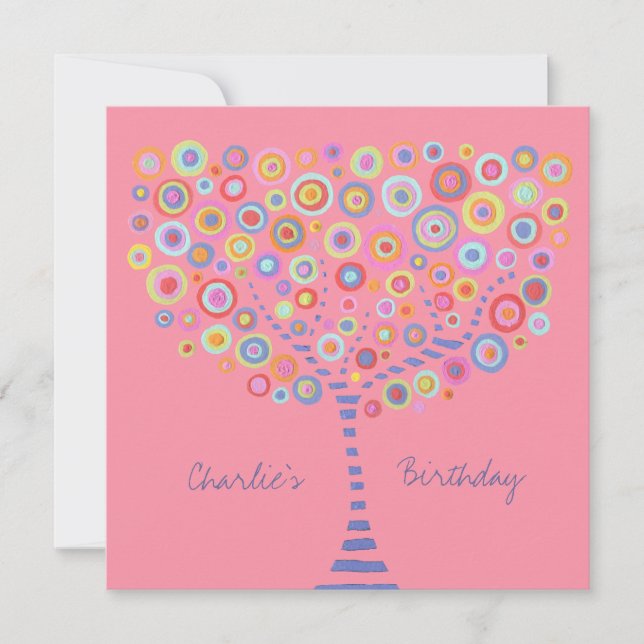 Birthday Circle Tree Retro Personalized Invitation (Front)