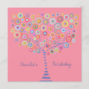 Birthday Circle Tree Retro Personalized Invitation
