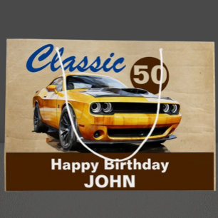 Birthday, Classic Muscle Car Large Gift Bag