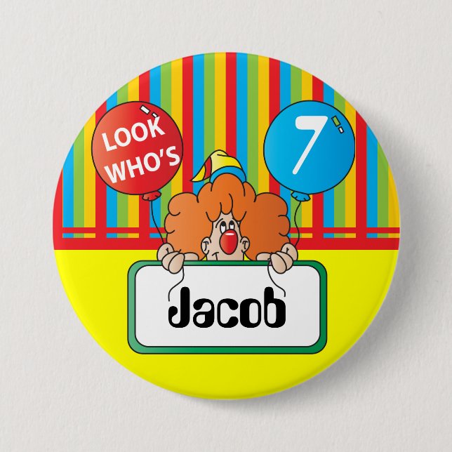 Birthday Clown | Personalize 3 Inch Round Button (Front)