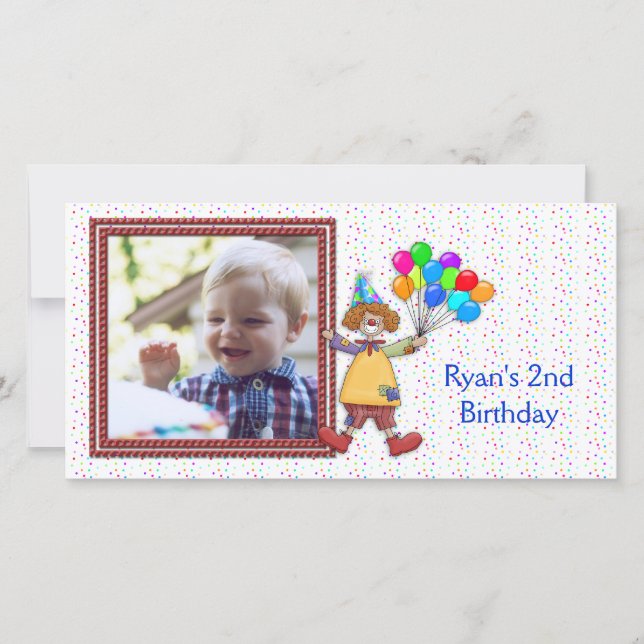 Birthday Clown Photo Card (Front)