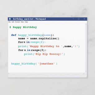 Birthday Coder Format Notepad Computer Programmer Postcard