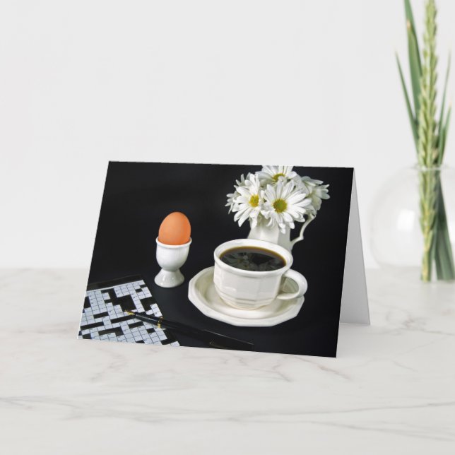 Birthday Coffee and Crossword Puzzle Card (Front)