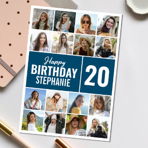 Birthday Collage   Photo Any Age Custom Greeting Card