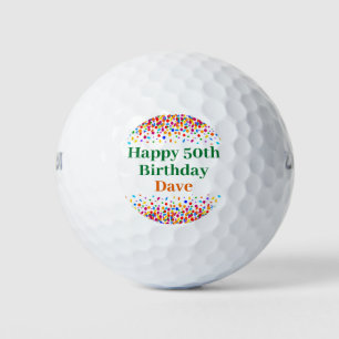 Birthday Colourful Confetti Add Name Age Golf Balls