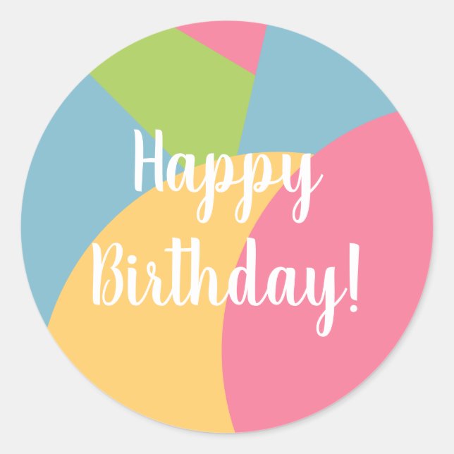 Birthday Colourful Pastels Happy Birthday Classic Round Sticker (Front)