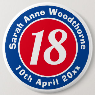 Birthday Commemoration with Name, Age, & Date 6 Inch Round Button
