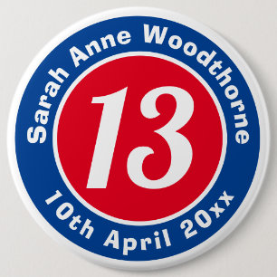 Birthday Commemoration with Name, Age, & Date 6 Inch Round Button