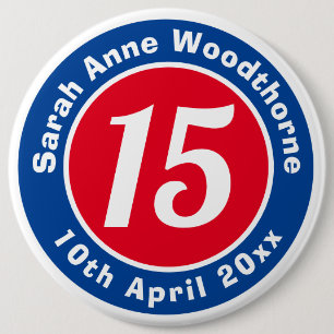 Birthday Commemoration with Name, Age, & Date 6 Inch Round Button