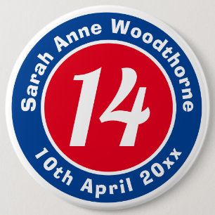 Birthday Commemoration with Name, Age, & Date 6 Inch Round Button