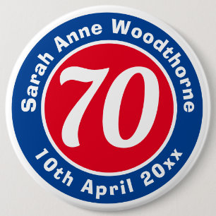 Birthday Commemoration with Name, Age, & Date 6 Inch Round Button