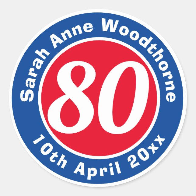 Birthday Commemoration with Name, Age, & Date Classic Round Sticker (Front)