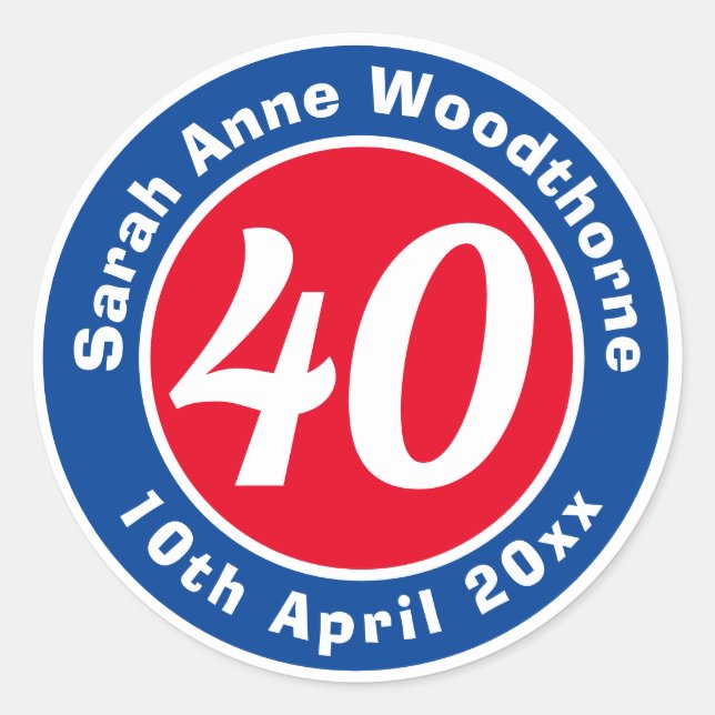 Birthday Commemoration with Name, Age, & Date Classic Round Sticker (Front)