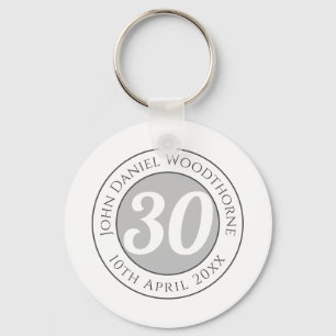 Birthday Commemoration with Name, Age, & Date Keychain