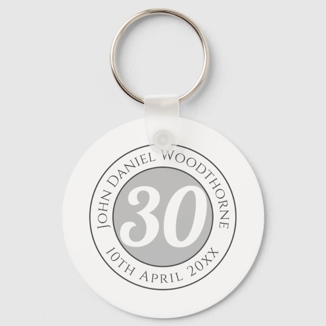 Birthday Commemoration with Name, Age, & Date Keychain (Front)