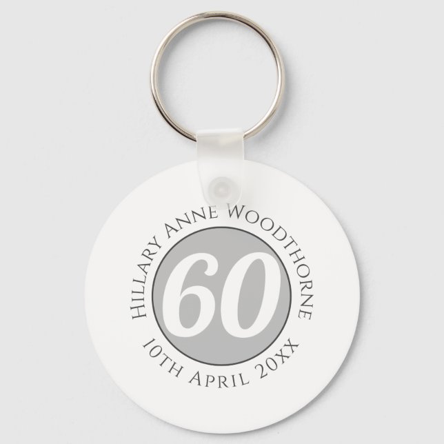 Birthday Commemoration with Name, Age, & Date Keychain (Front)