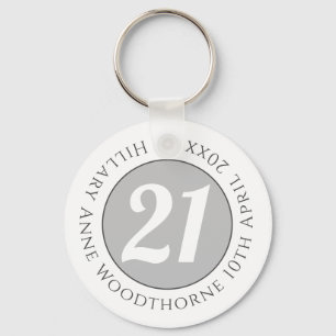 Birthday Commemoration with Name, Age, & Date Keychain