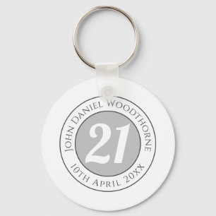 Birthday Commemoration with Name, Age, & Date Keychain