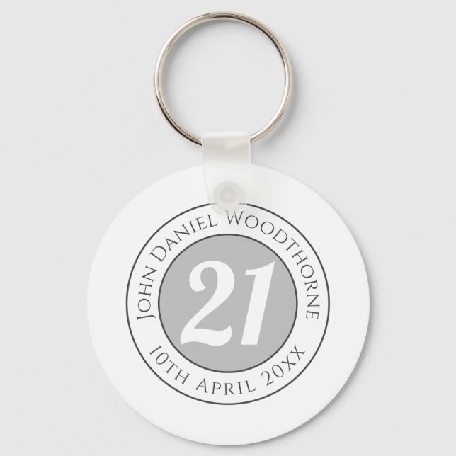 Birthday Commemoration with Name, Age, & Date Keychain (Front)
