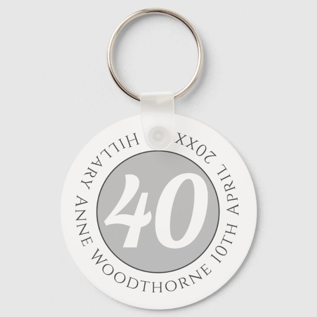 Birthday Commemoration with Name, Age, & Date Keychain (Front)