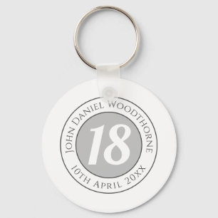 Birthday Commemoration with Name, Age, & Date Keychain
