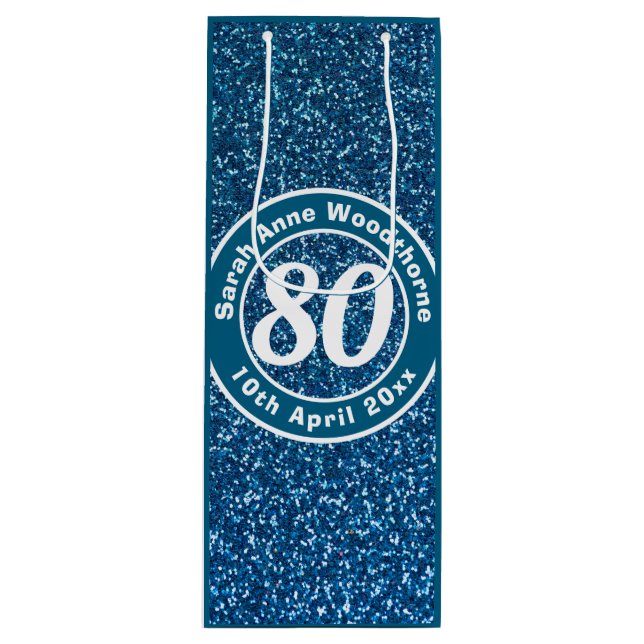 Birthday Commemoration with Name, Age, & Date Wine Gift Bag (Front)