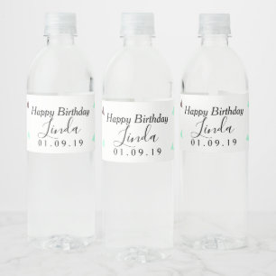 Birthday Confetti Pink Mix Shapes Water Bottle Label