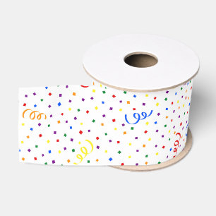 Birthday confetti rainbow grosgrain ribbon