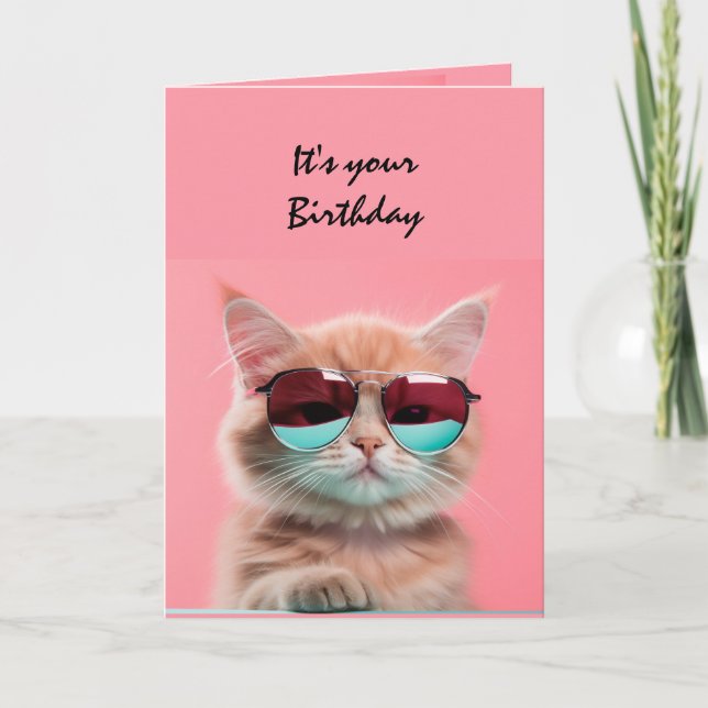 Birthday Cool Classy Kitten Cat Fun Humour Card (Front)