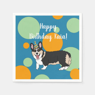 Birthday Corgi  Napkin