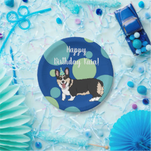 Birthday Corgi Paper Plate